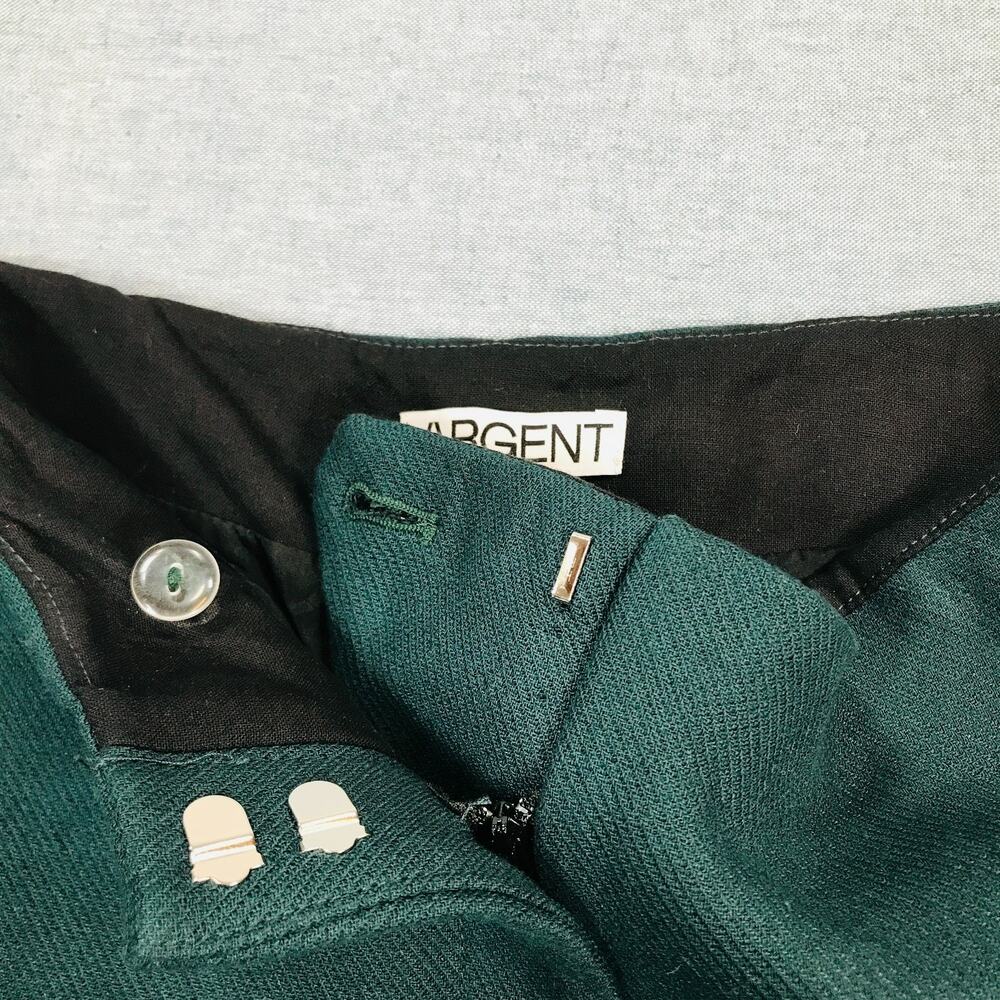 Argent Women 0 Tailored Flare Trouser Pants Seasonless Wool Blend Green Flaw AX1 - Picture 9 of 12